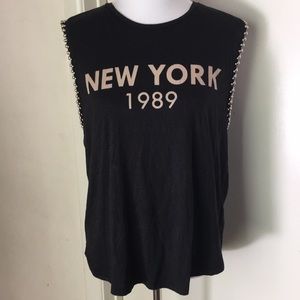 Forever 21 Sleeveless Black T-Shirt